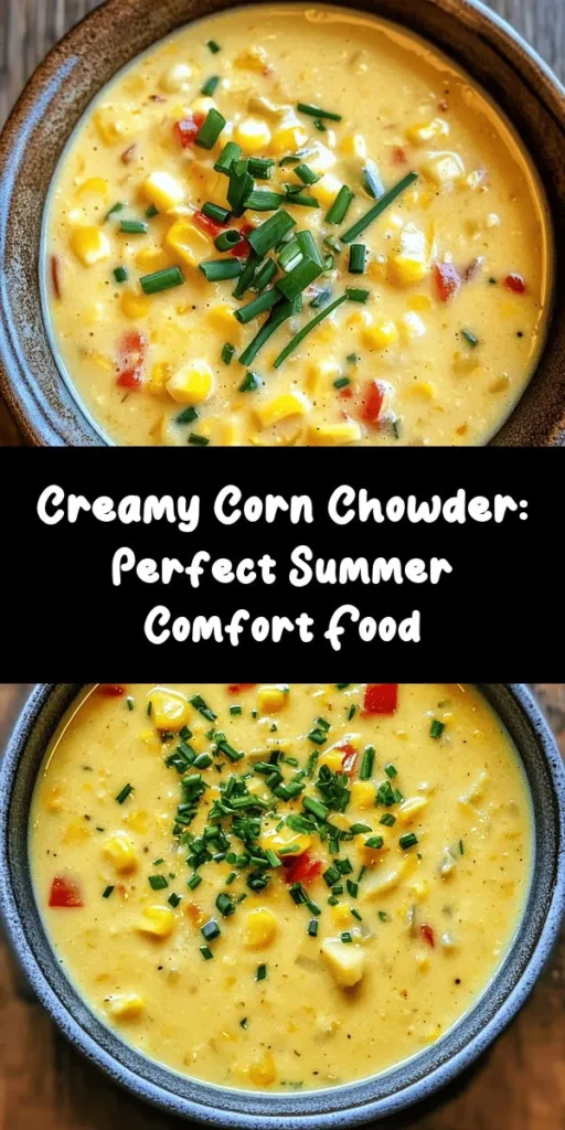 Get ready to enjoy a bowl of sunshine with this creamy summer corn chowder! Made with fresh corn, potatoes, and a medley of colorful veggies, this chowder is the perfect warm-weather treat. It's easy to whip up and can be made dairy-free with coconut cream. Blending the soup gives it a luscious texture that's sure to impress. Garnish with fresh chives and optional toppings for an extra crunch. Perfect for sharing with family and friends!