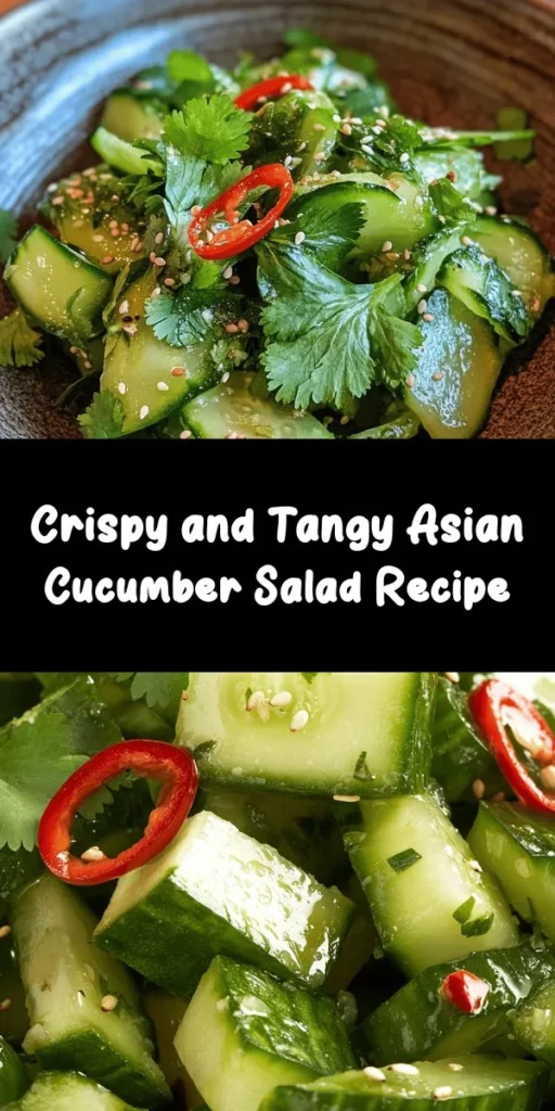 Brighten up your meal with this Refreshing Asian Cucumber Salad! With just a few simple ingredients like cucumbers, rice vinegar, and a hint of garlic and ginger, this easy dish is perfect for summer. It's quick to prepare, taking only 15 minutes of prep time and 30 minutes total, making it a fantastic side or appetizer for any occasion. Chill it for that perfect refreshing crunch. Enjoy the delightful flavors that come together beautifully!