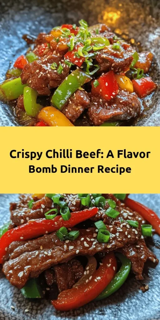Dive into this Crispy Chilli Beef Delight that's bursting with flavor! This quick and easy recipe features tender beef flank steak coated in a crispy cornstarch mix and sautéed with colorful bell peppers and onion. Drizzled with a delicious sweet chili sauce, it’s perfect for a weeknight dinner. Garnish with green onions and sesame seeds for a delightful finish. Serve with steamed rice or noodles for a complete meal that’s sure to impress! 🌶️🥢