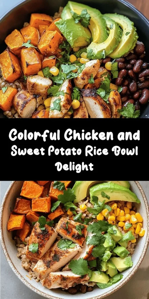 Looking for a healthy, filling meal? Try this Chicken and Sweet Potato Rice Bowl! Packed with nutritious ingredients like brown rice, roasted sweet potatoes, grilled chicken, black beans, and corn, this bowl is as colorful as it is delicious. Top it off with fresh avocado, cilantro, and a squeeze of lime for a burst of flavor. Perfect for meal prep or a quick weeknight dinner, this recipe is sure to become a favorite!