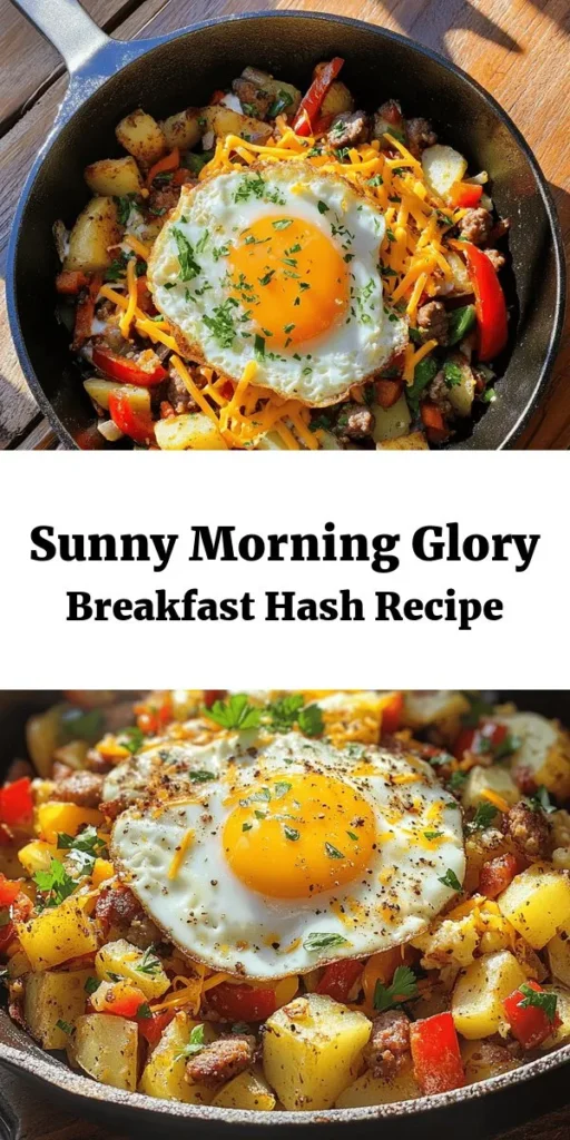 Start your day off right with this delicious Morning Glory Breakfast Hash! Packed with diced potatoes, colorful bell peppers, and savory sausage, this hearty dish is sure to satisfy. Simply boil the potatoes, sauté the veggies, and mix in cooked sausage for a flavorful blend. Top with fried eggs and melted cheddar for a breakfast that's both comforting and energizing. Perfect for meal prep or a weekend brunch with friends. Enjoy every bite!