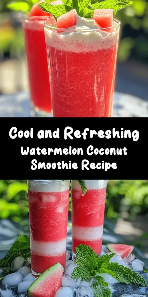 Cool off this summer with a refreshing Watermelon Smoothie made with coconut water! This easy recipe combines juicy watermelon, hydrating coconut water, and optional Greek yogurt for extra creaminess. Sweeten it to your taste with honey or agave, and a splash of lime adds the perfect zing. Ready in just 10 minutes, it's perfect for breakfast or a snack. Don't forget to garnish with fresh mint for a delightful finish! Enjoy this vibrant and healthy treat!