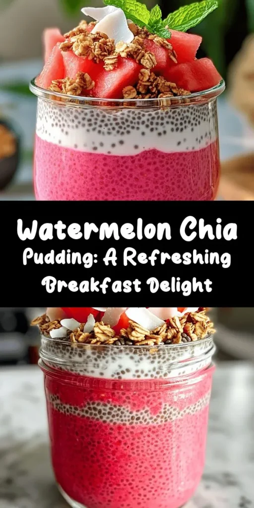 Start your day right with this Refreshing Watermelon Chia Pudding Breakfast Jar! Made with fresh watermelon, almond milk, and chia seeds, this delicious treat is naturally sweetened and perfect for a healthy breakfast or snack. Simply blend your ingredients, let it chill, and layer in a jar with granola and mint for a vibrant presentation. It's a fun and nutritious way to enjoy summer flavors all year round! Great for meal prep, too!