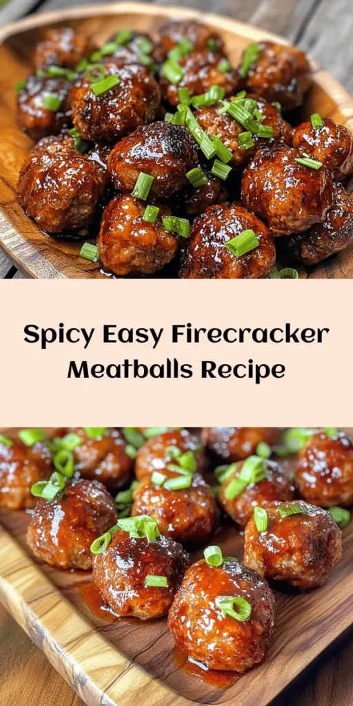 These Easy Firecracker Meatballs are a fun and flavorful addition to any meal! Made with ground beef or turkey, panko breadcrumbs, and a delicious blend of spices, they’re baked to perfection and glazed with a mouthwatering firecracker sauce. Perfect for appetizers or a tasty main dish over rice, this recipe comes together quickly and is sure to impress your family and friends. Get ready for a burst of flavor with every bite!