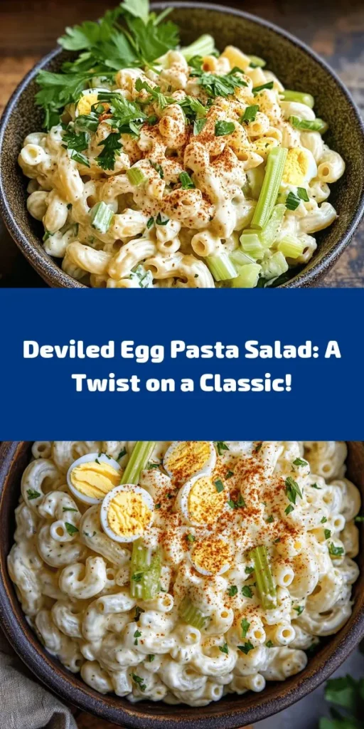 Looking for the perfect summer side dish? This Deviled Egg Pasta Salad is a zesty twist on a classic favorite! Made with elbow macaroni, hard-boiled eggs, and a creamy dressing of mayonnaise, Dijon mustard, and sour cream, it’s bursting with flavor. Toss in crunchy celery, tangy pickles, and fresh green onions for added texture. Refrigerate it for 30 minutes to let the flavors meld. Serve it cold and enjoy at picnics, barbecues, or family gatherings!